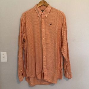 Orange and white gingham button down